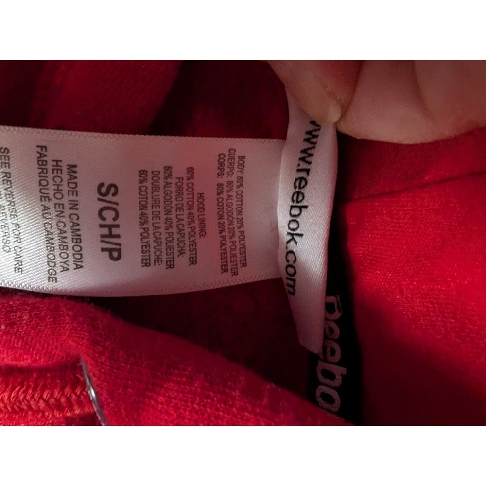 Reebok Red Graphic Logo Hoodie Sweatshirt Pullover Casual Activewear Size S - Picture 5 of 10